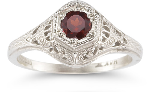 Antique-Style Ruby Wedding Ring Sett