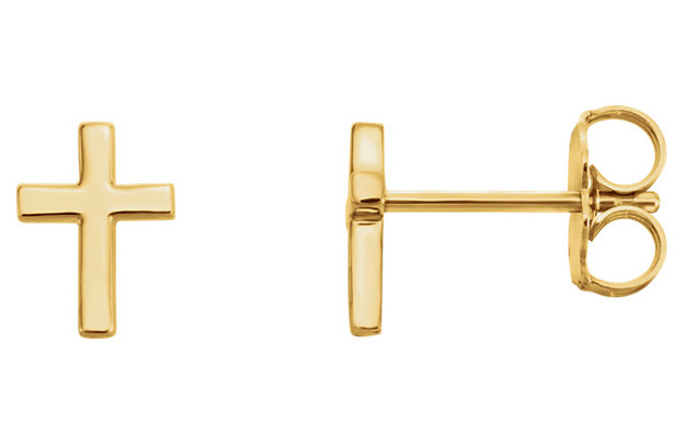 Cross Stud Earrings in 14K Yellow Goldt